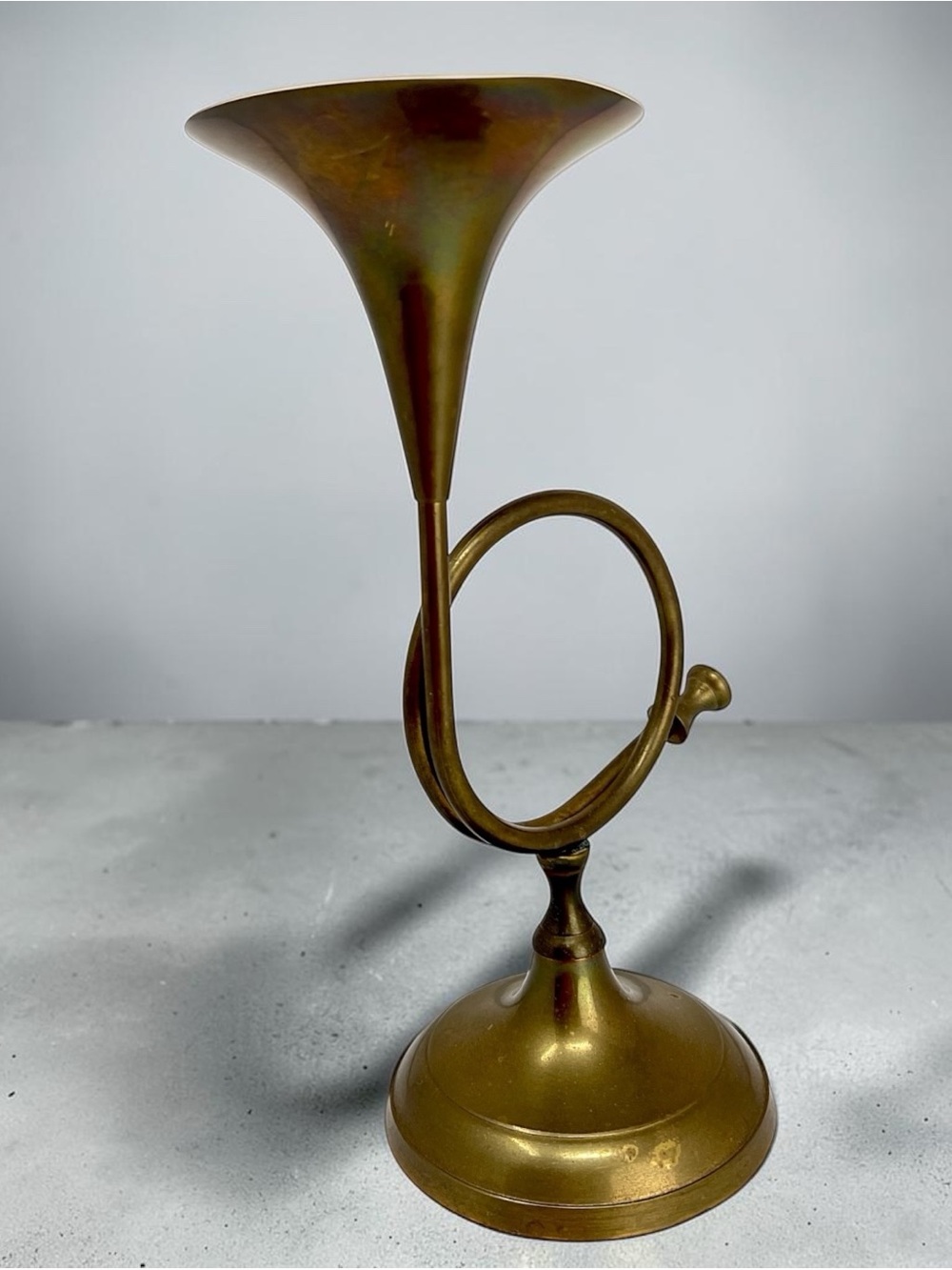 Vintage Brass Trumpet Candle Holder Hollywood Regency Decor 1970s
